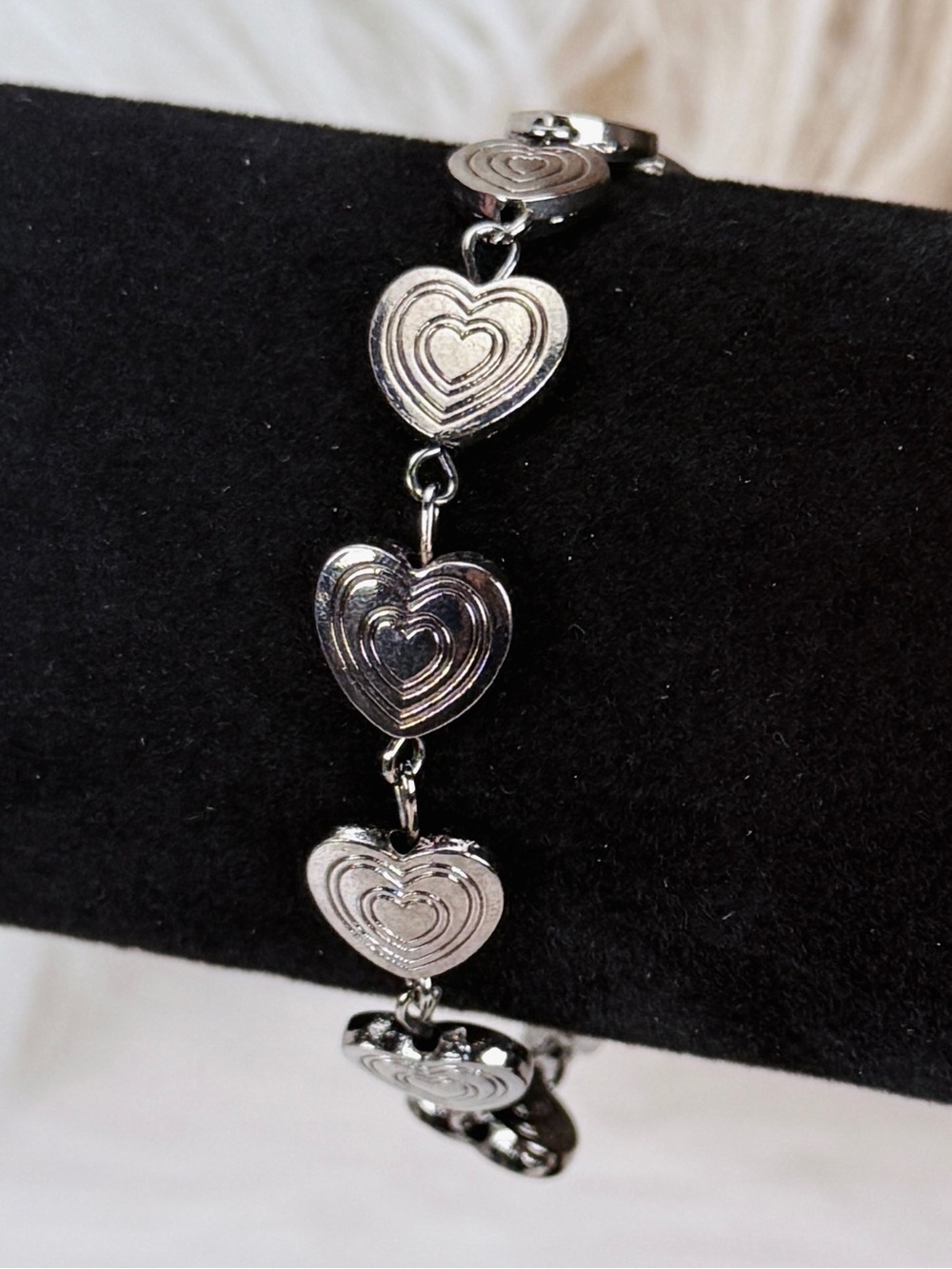 Gunmetal Heart Linked Adjustable Bracelet